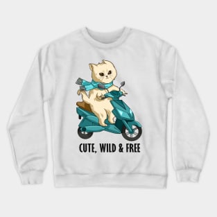 Cat with Scarf and Motorcycle Crewneck Sweatshirt